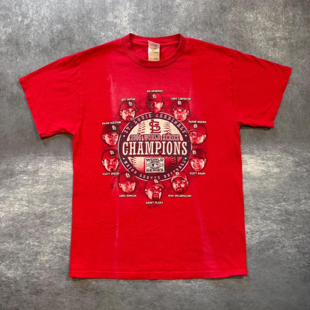 Vintage 2006 St Louis Cardinals World Series Champs T Shirt Mens M Pujols Molina